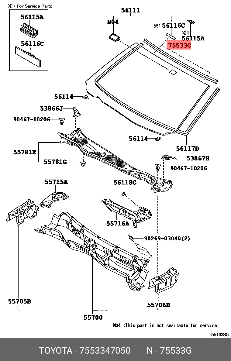 7553347050 TOYOTA МОЛДИНГ КУЗОВНОЙ