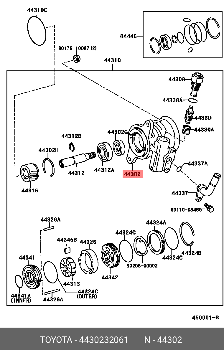 4430232061 TOYOTA HOUSING SUB-ASSY, VANE PUMP, FRONT