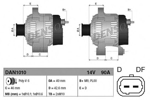 DAN1010 DENSO Генератор