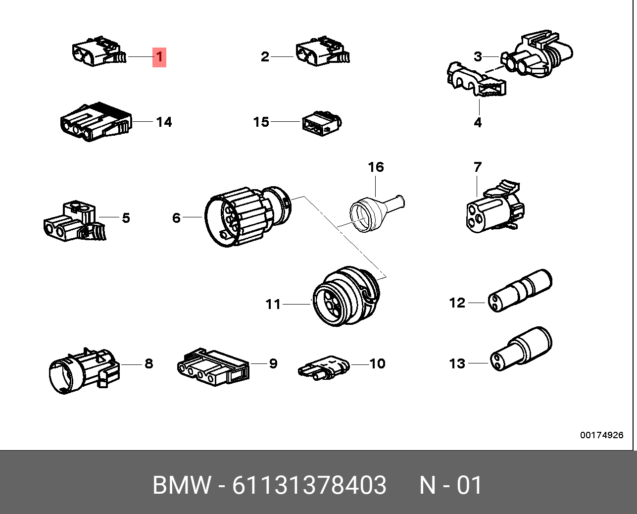 1 378 33. 12521433183 корпус вилки разъема. bmw 61 13 1 378 400. bmw e34, разъемы. номера разъемов по etk bmw.