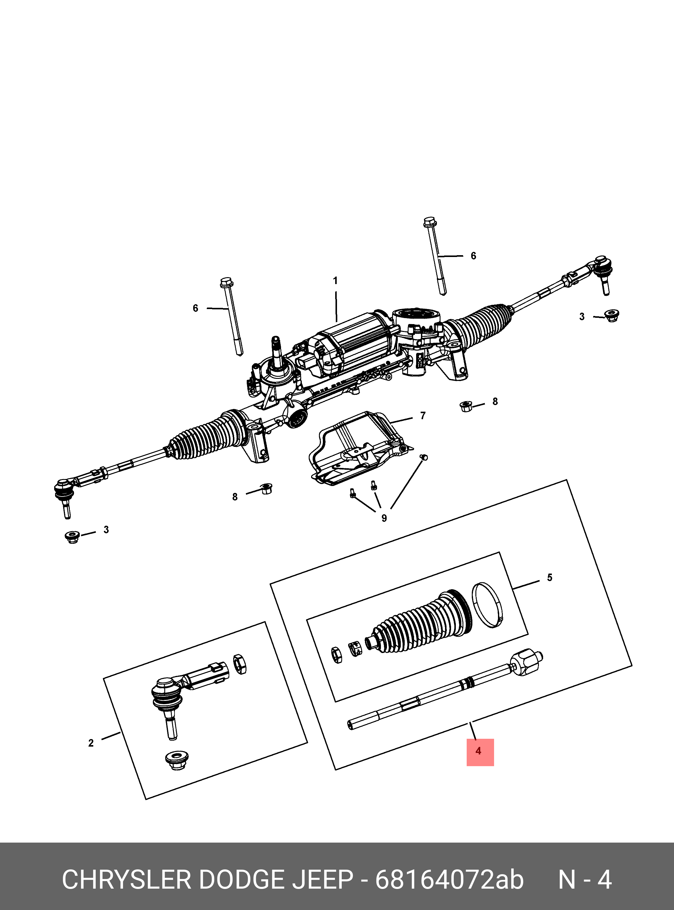 68164072AB CHRYSLER TIE ROD END, INNER