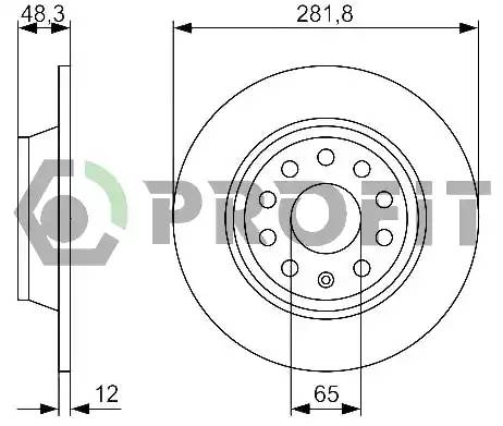 Диск торм._SKODA OCTAVIA 04-13. SUPERB 08-. YETI 09-. VW GOLF 04-13. PASSAT 05-. SEAT LEON 05-. ALTE PROFIT 50101306