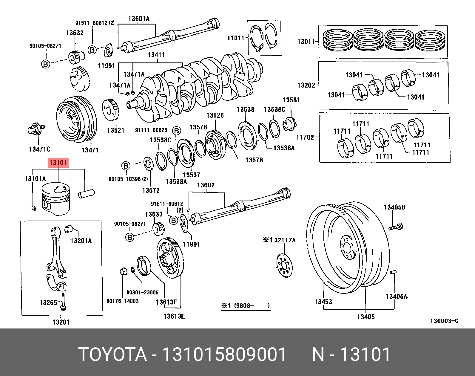 131015809001 TOYOTA ПОРШЕНЬ ДВИГАТЕЛЯ