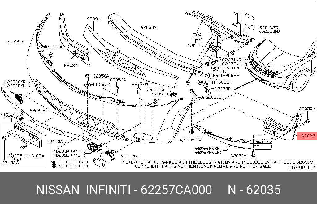 62257CA000 NISSAN НАКЛАДКА БАМПЕРА
