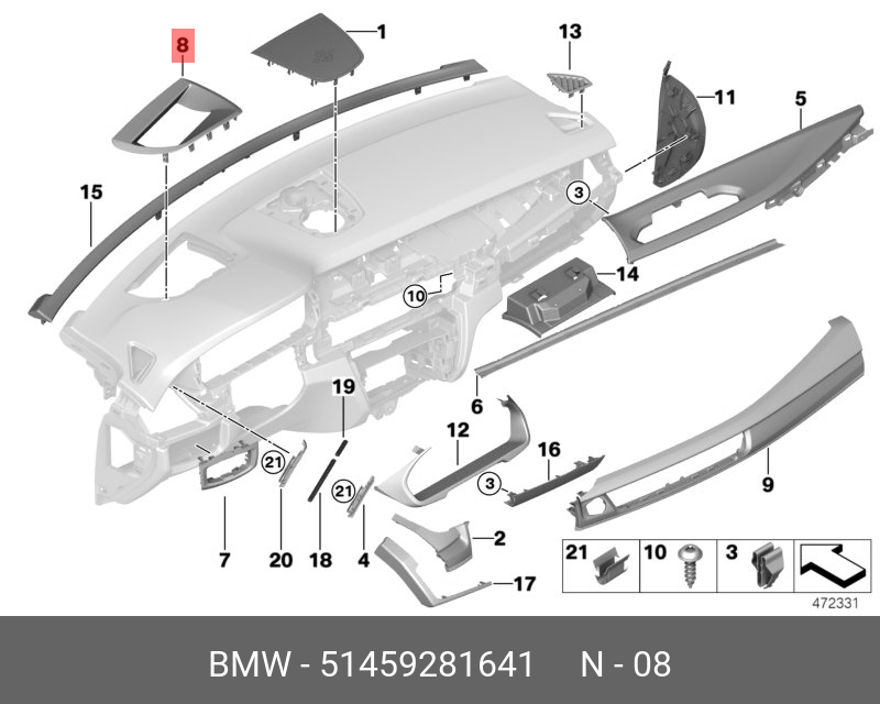 51168408026 BMW Вставка центральной консоли Ср купить в интернет-магазине AvtoTO