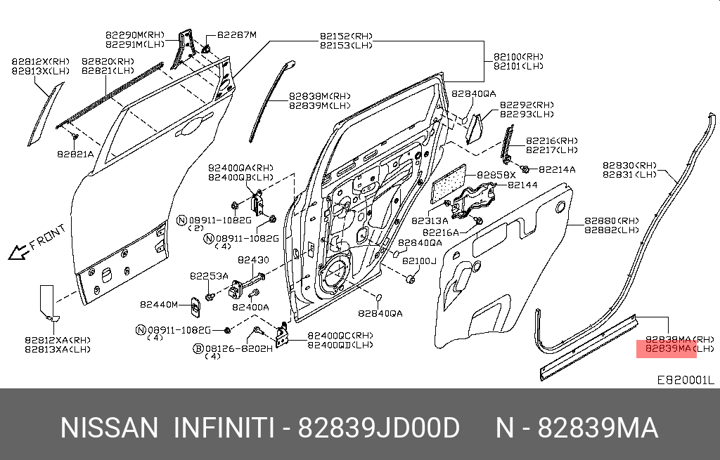 82839JD00D NISSAN УПЛОТНЕНИЕ ПРОЁМА ДВ