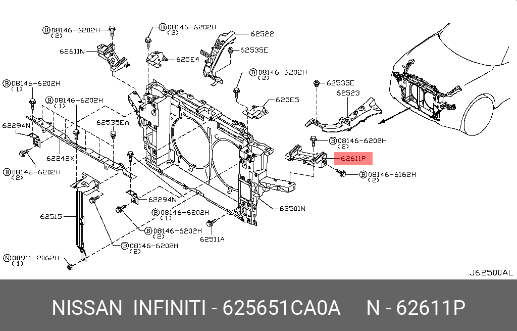 625651CA0A NISSAN КРОНШТЕЙН ПЛАСТИКОВЫЙ