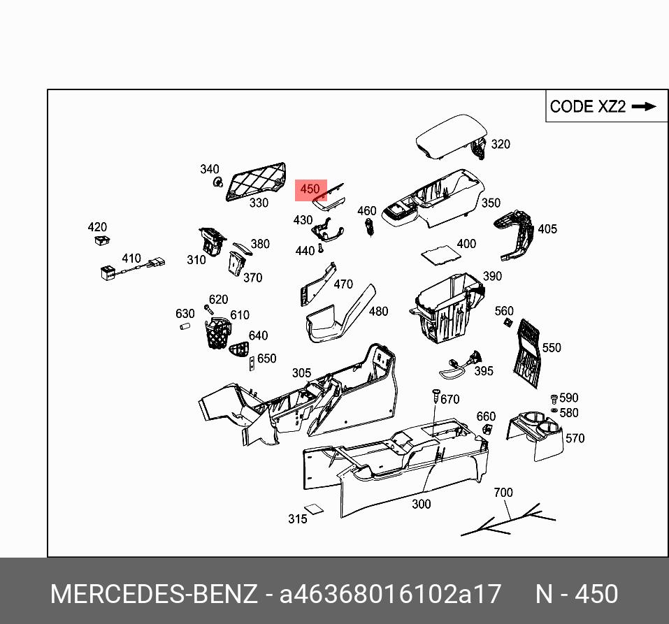 A46368016102A17 MERCEDES-BENZ НАКЛАДКА КОНСОЛИ ЦЕНТРАЛЬНОЙ