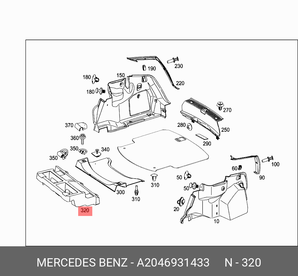 A2046931433 MERCEDES-BENZ ОБШИВКА БАГАЖНОГО ОТДЕЛЕНИЯ