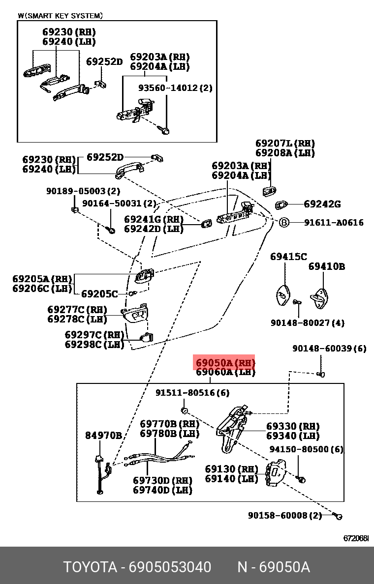6905053040 TOYOTA Замок двери