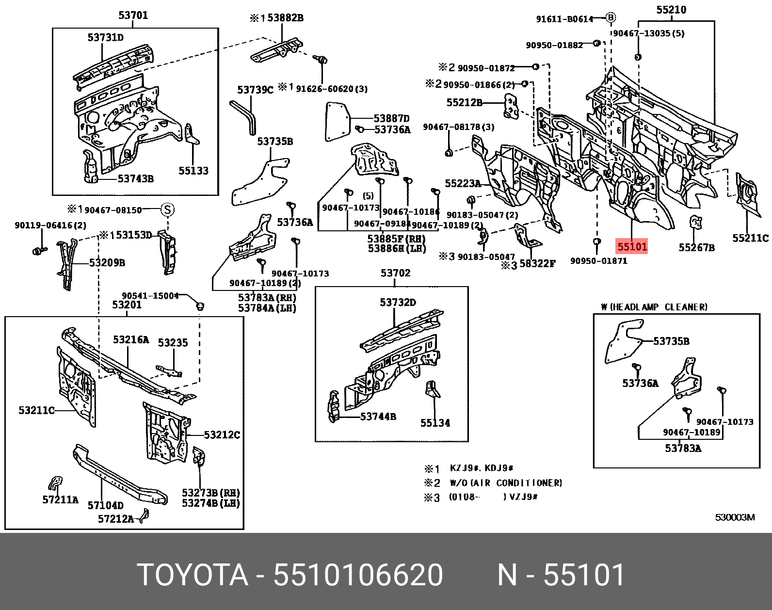 5510106620 TOYOTA PANEL SUB-ASSY, DASH