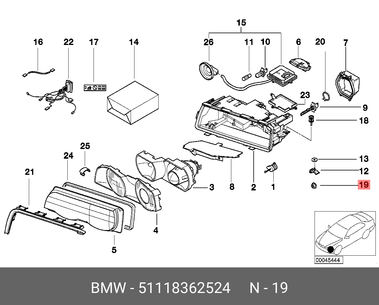 51118362524 BMW Гайка шестигранная с шайбой