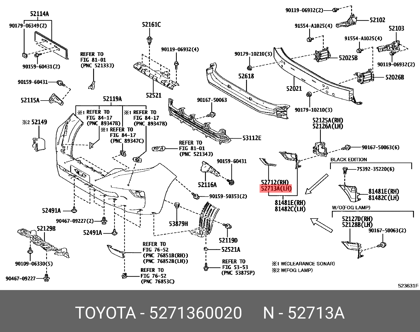 5271360020 TOYOTA МОЛДИНГ ПЕРЕДНЕГО БАМПЕРА