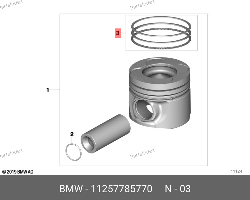 11257785770 BMW Ремонтный комплект поршневых колец (00) - ALCAN