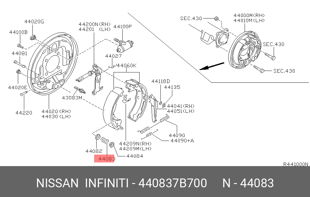 440837B700 NISSAN SPRING-ANTI SHOE RATTLE