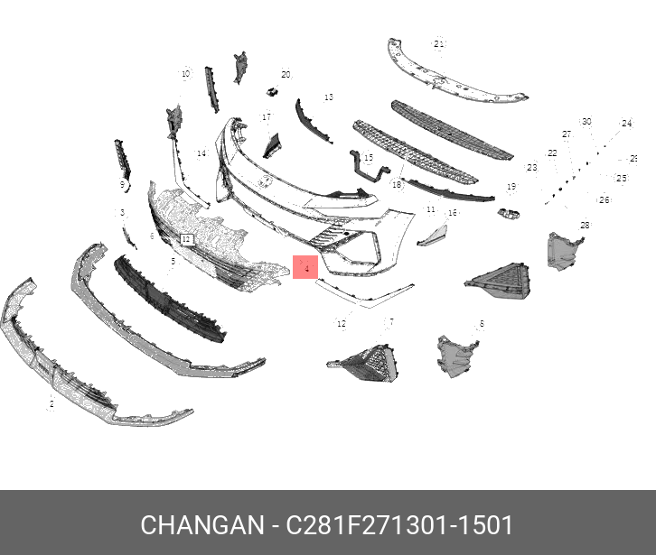 Бампер передний верх часть CHANGAN C281F2713011501