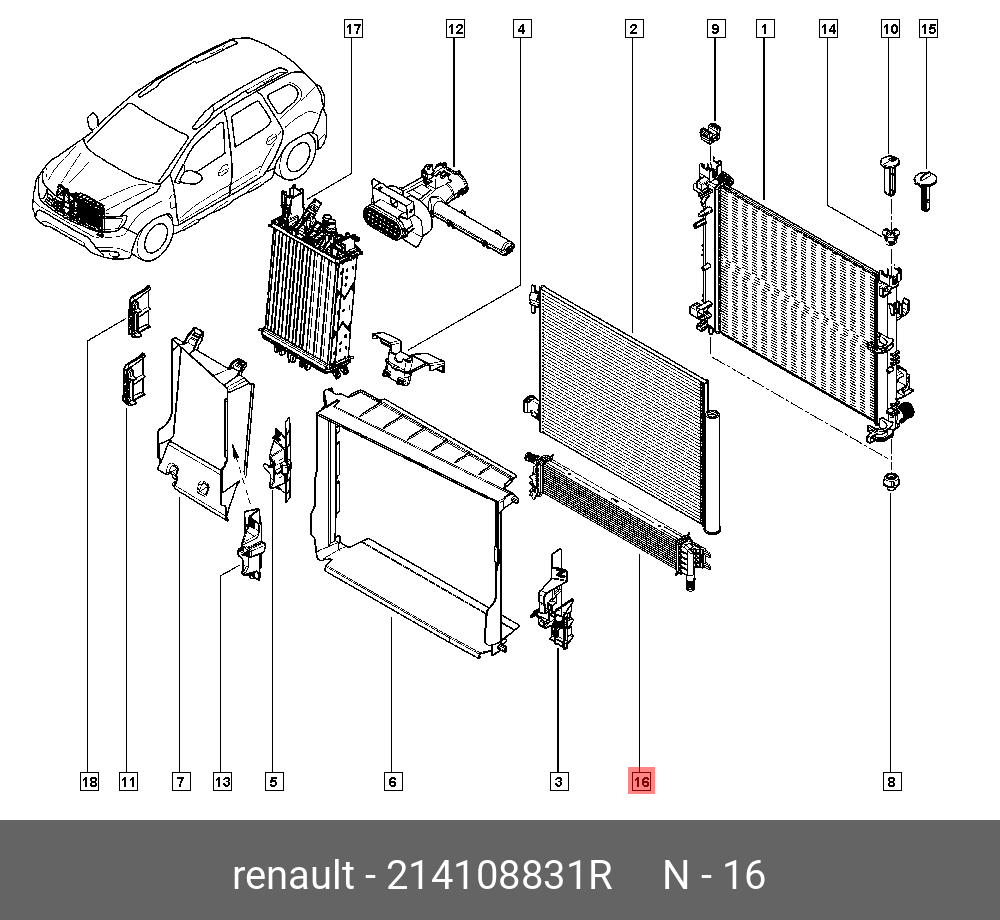 214108831R RENAULT Интеркулер DUSTER II