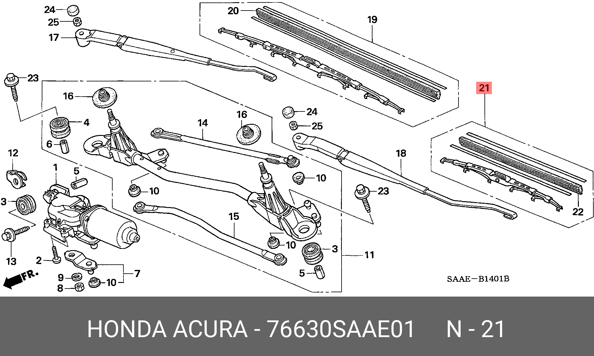 76630SAAE01 HONDA BLADE, WINDSHIELD WIPER (375MM)