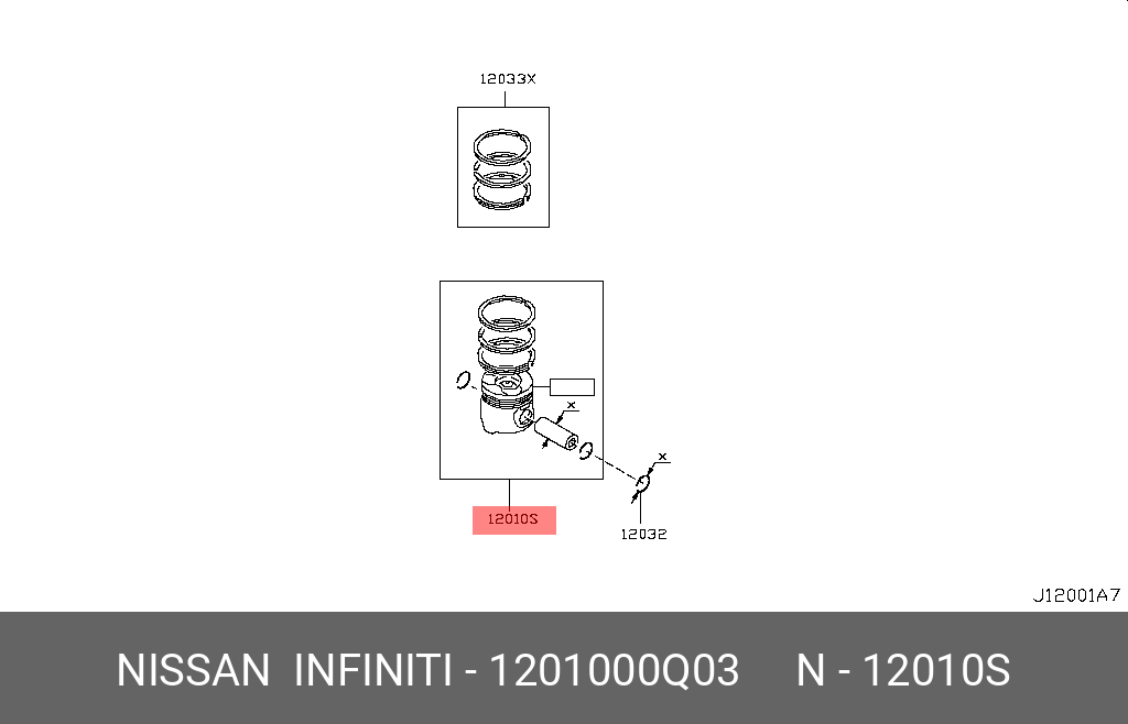 1201000Q03 NISSAN Поршень ДВС в сборе