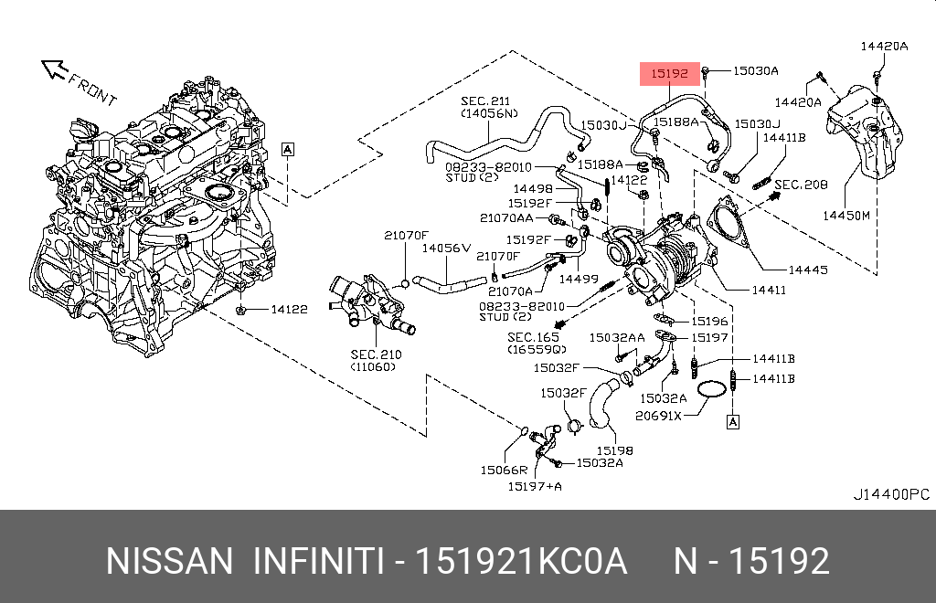 151921KC0A NISSAN TUBE-TURBOCHARGER OIL FEED
