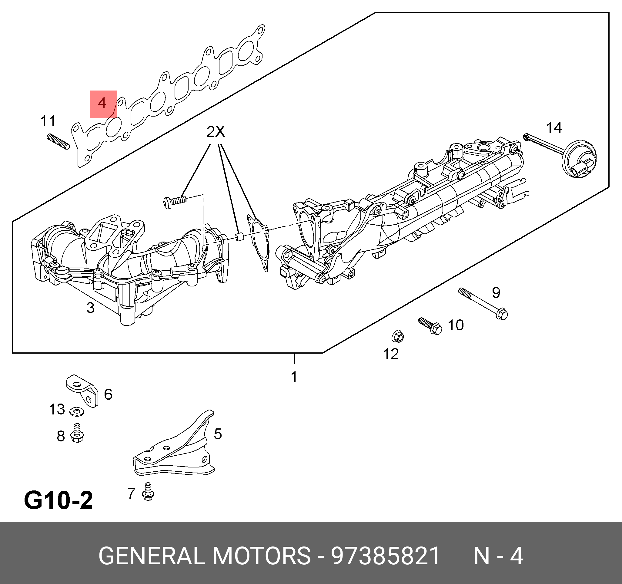 97385821 GENERAL MOTORS Прокладка, впускной коллектор