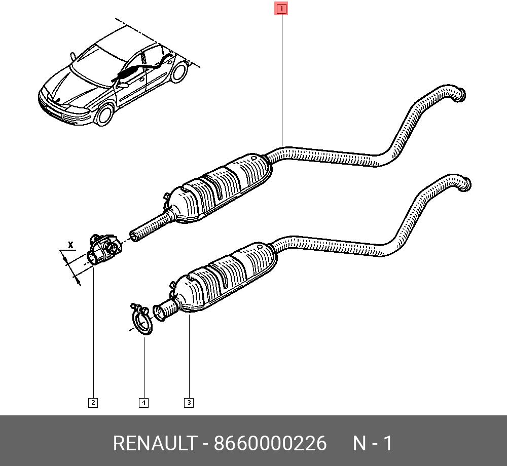 Схема крепления глушителя на рено меган 2