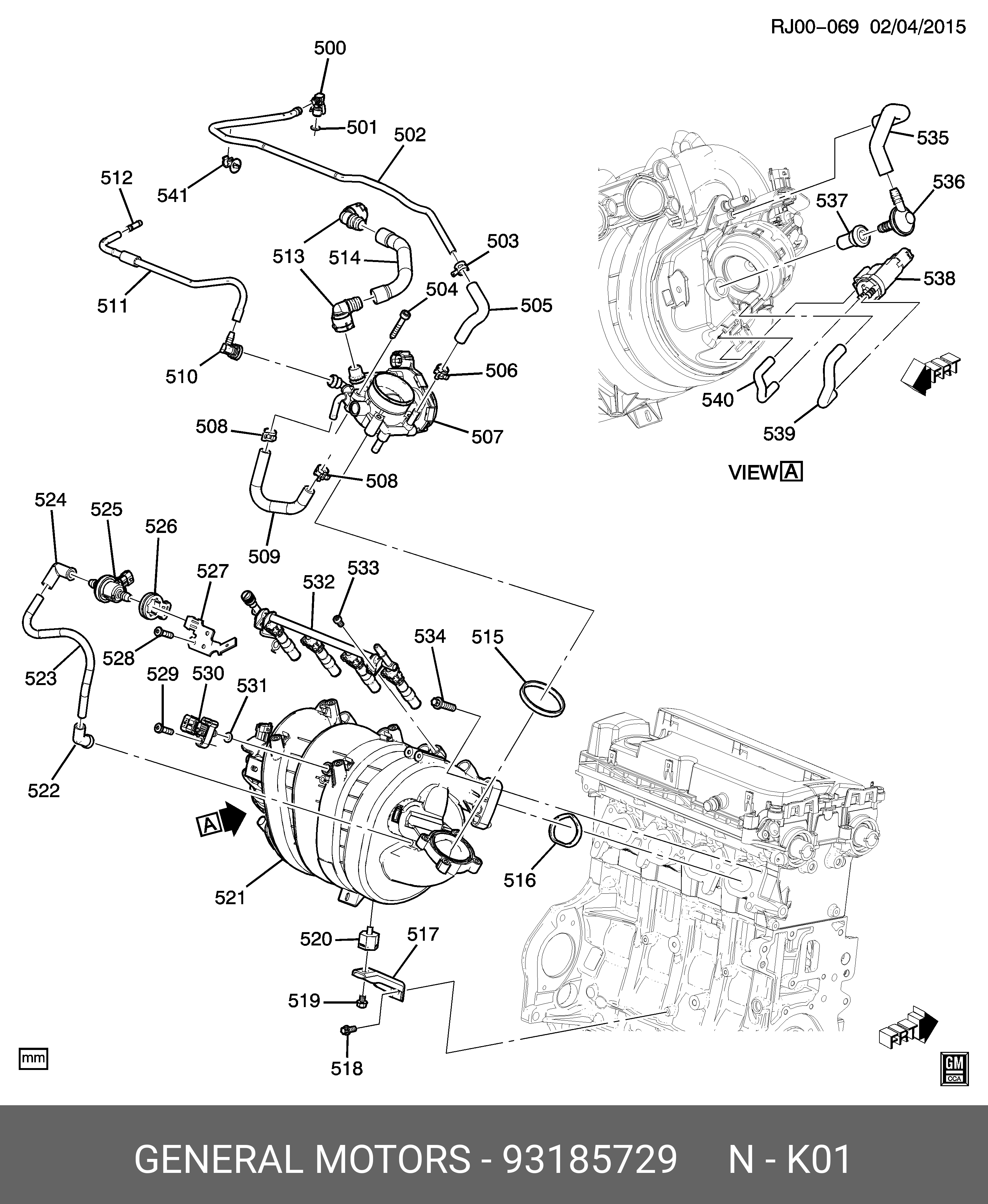 93185729 DAEWOO 93185729ПрокладкивпускногоколлекторакомплектКРУЗX18XER