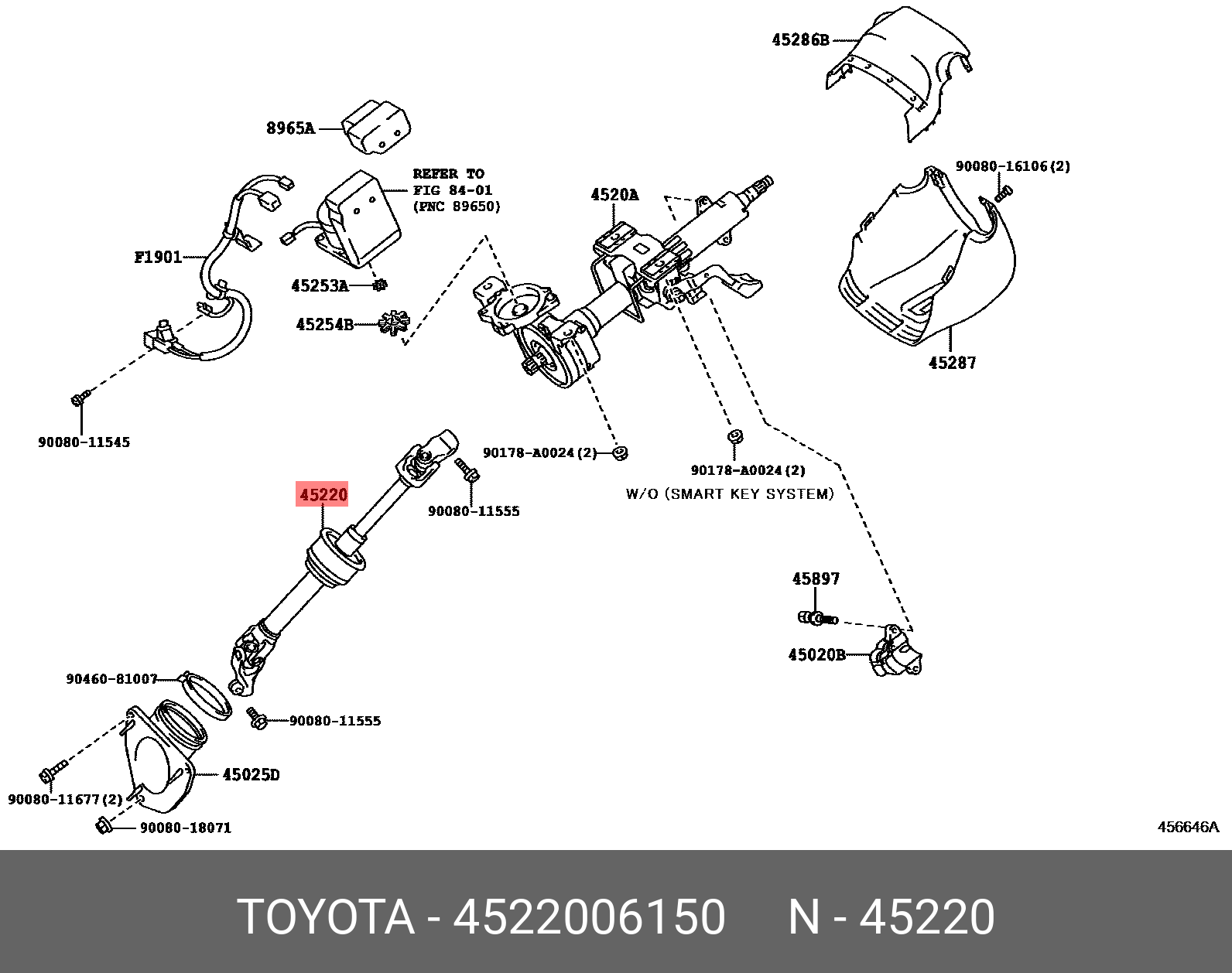 4522006150 TOYOTA ВАЛ РУЛЕВОЙ