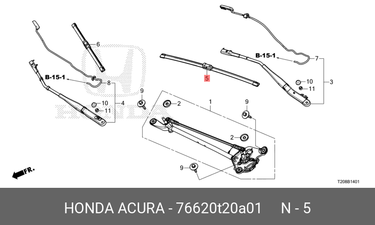 76620T20A01 HONDA Щетка стеклоочистителя