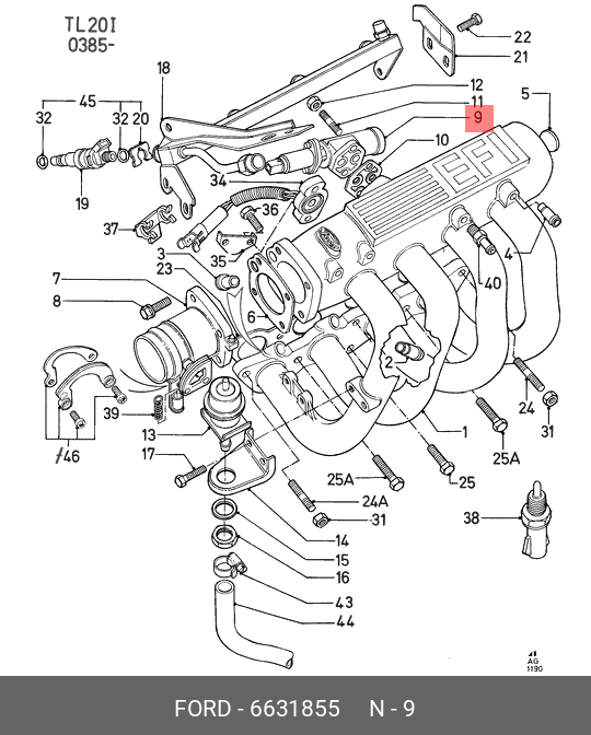 6631855 FORD Поворотная заслонка, подвод воздуха