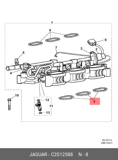 C2S12588 JAGUAR GASKET-MANIFOLD
