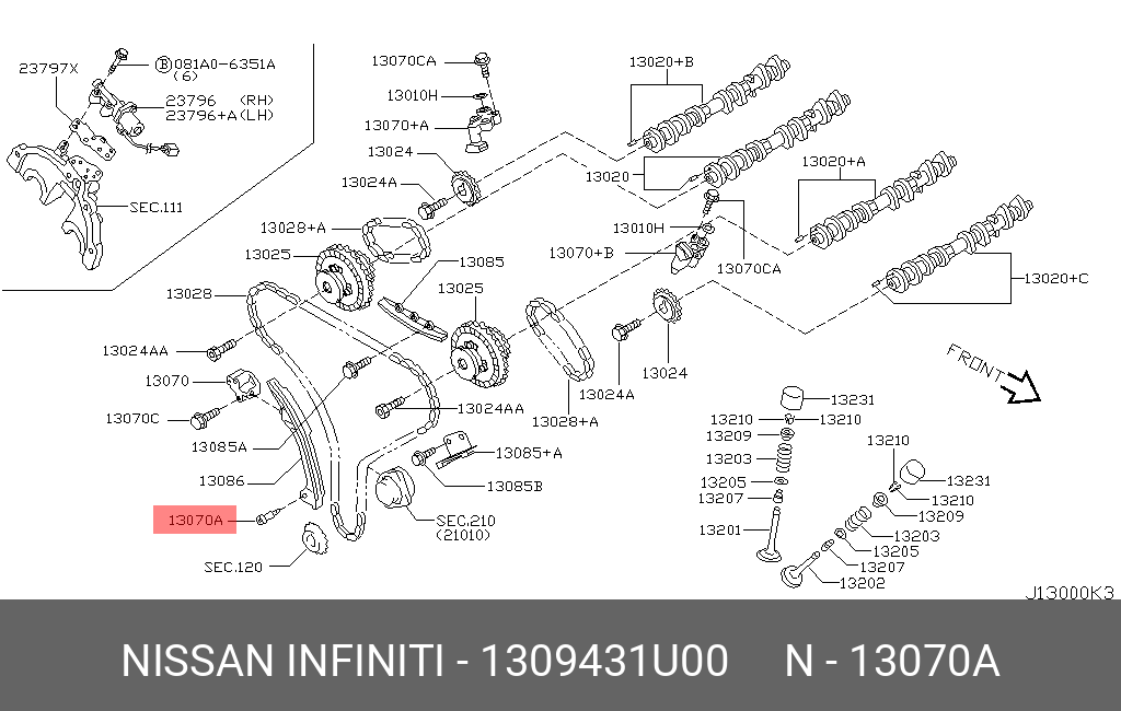 1309431U00 NISSAN БОЛТ С ШЕСТИГРАННОЙ ГОЛОВКОЙ