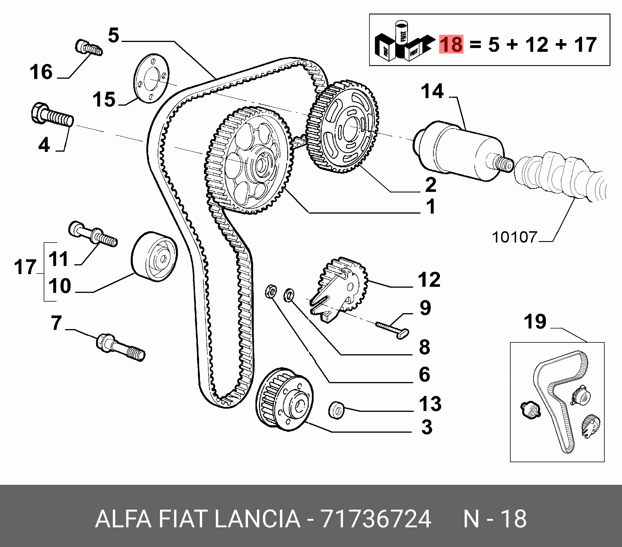 71736724 FIAT/ALFA/LANCIA Комплект ремня ГРМ