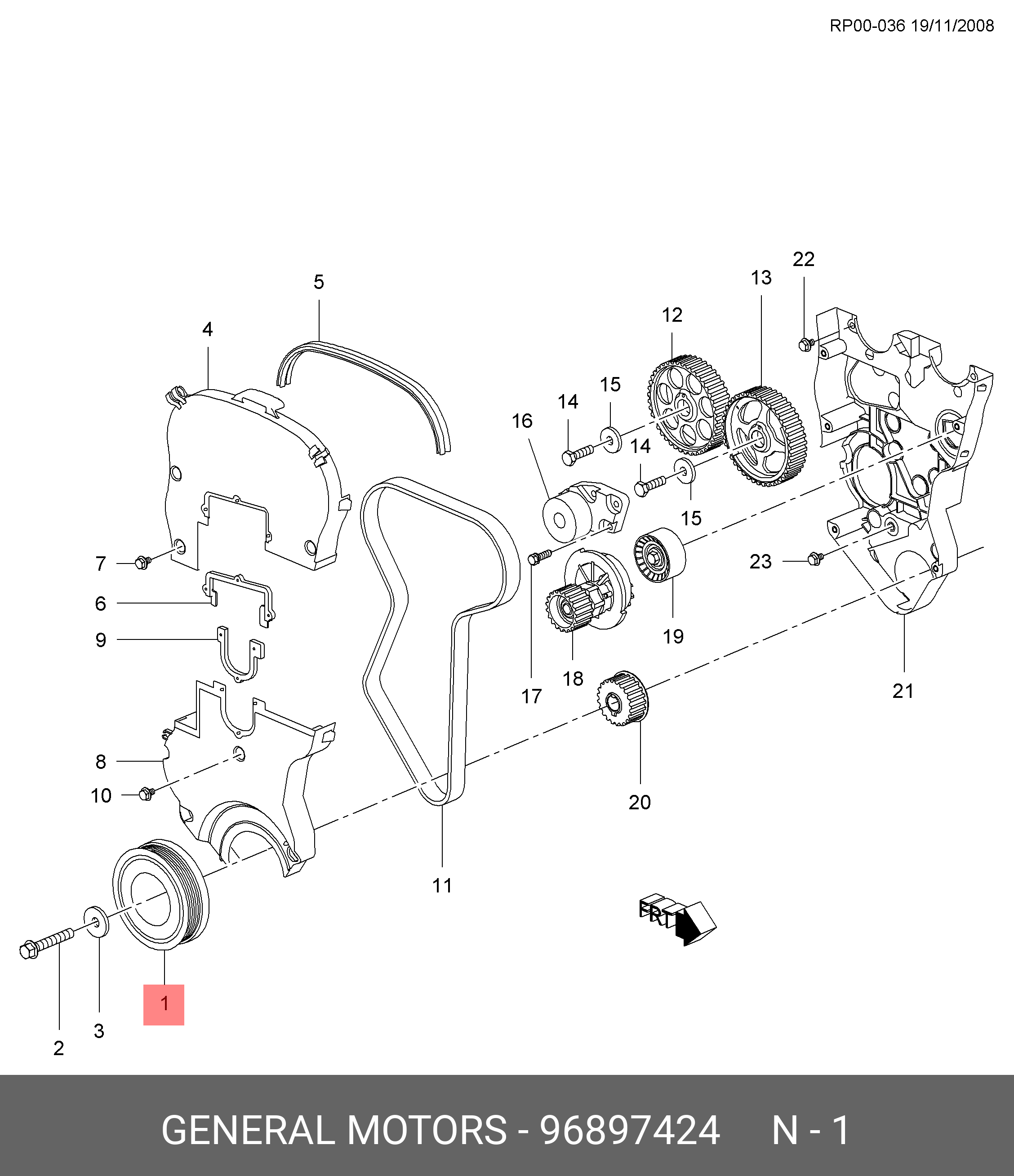 96897424 DAEWOO Шкив коленвала CHEVROLET AVEO CRUZE LACETTI 1,4 1.6 купить  в интернет-магазине AvtoTO