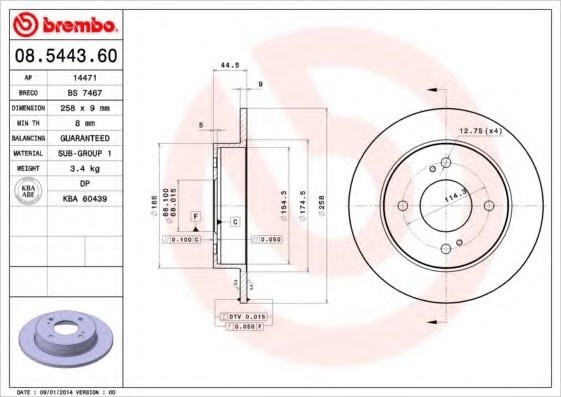08544360 BREMBO Диск тормозной