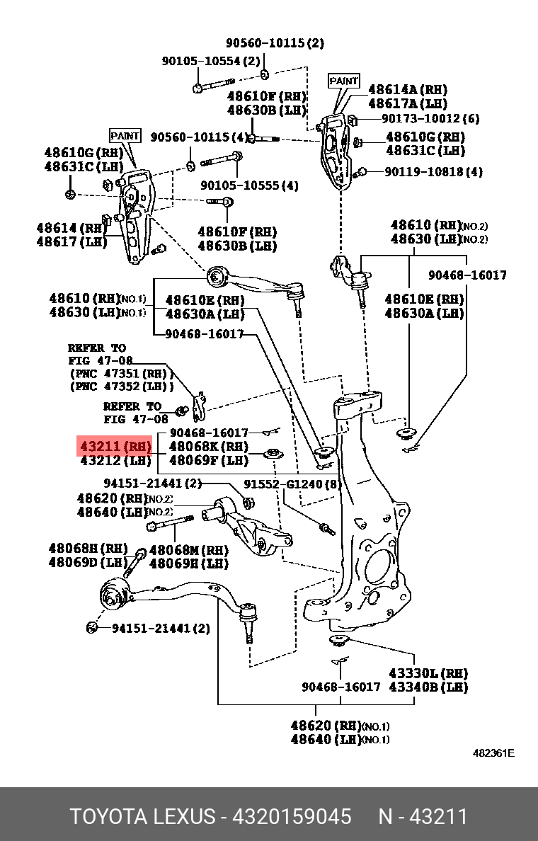 4320159045 TOYOTA КУЛАК ПОВОРОТНЫЙ