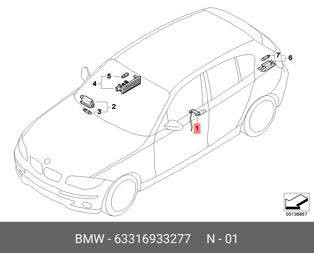 63316933277 BMW Подсветка ручки двери Л купить в интернет-магазине AvtoTO