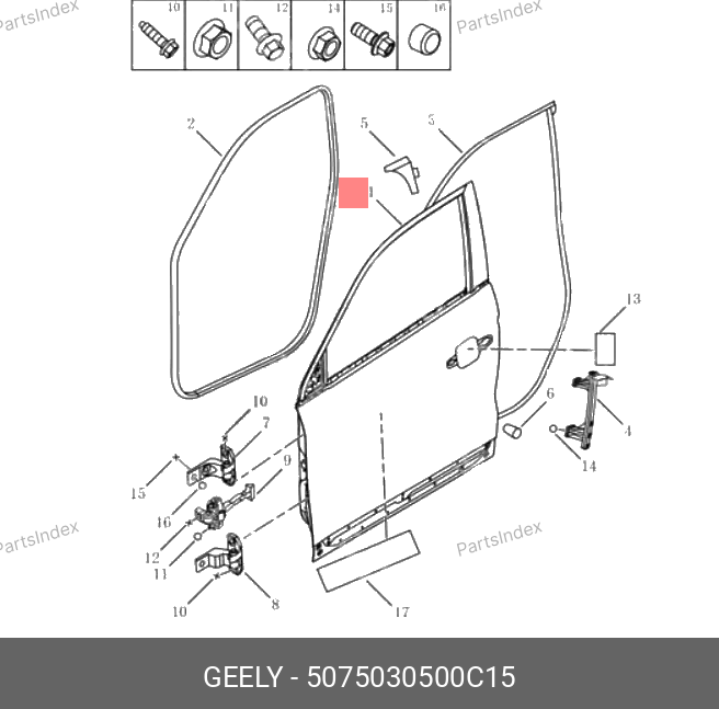 5075030500C15 GEELY ДВЕРЬ ПЕРЕДНЯЯ ПРАВАЯ