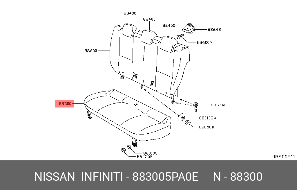 883005PA0E NISSAN Подушка сиденья