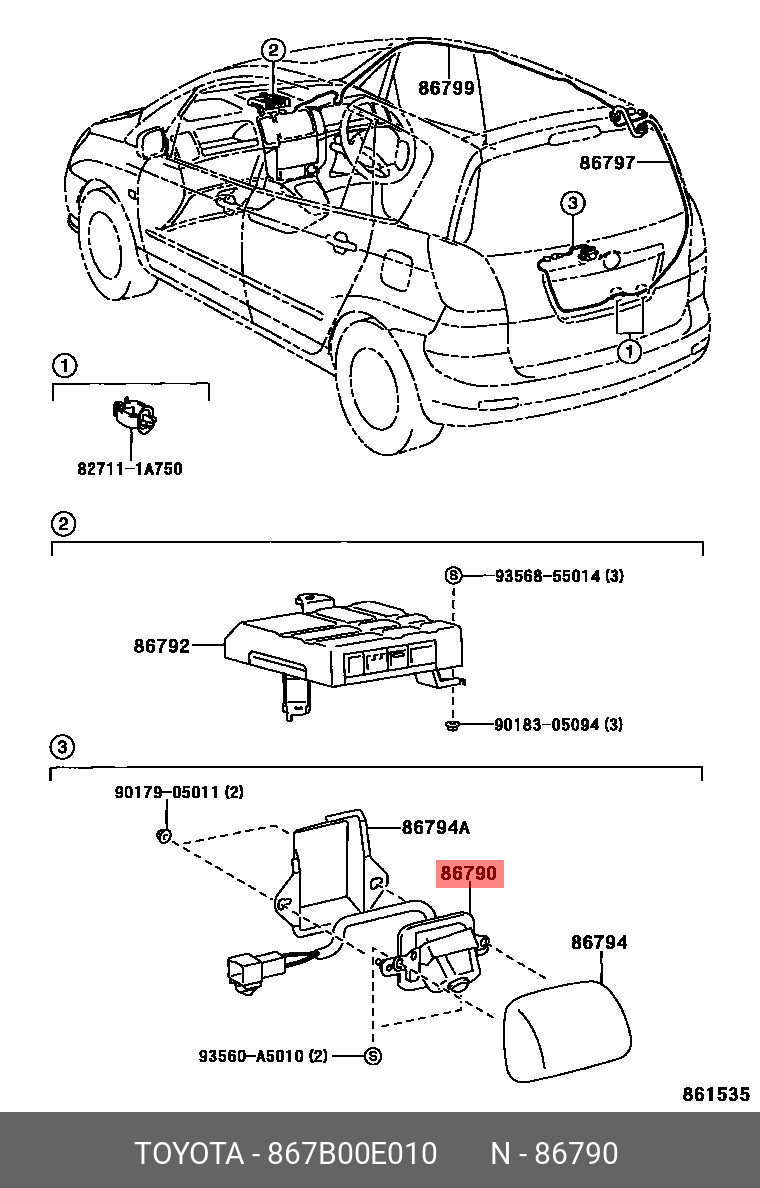 867B00E010 TOYOTA CAMERA ASSY, TELEVISION