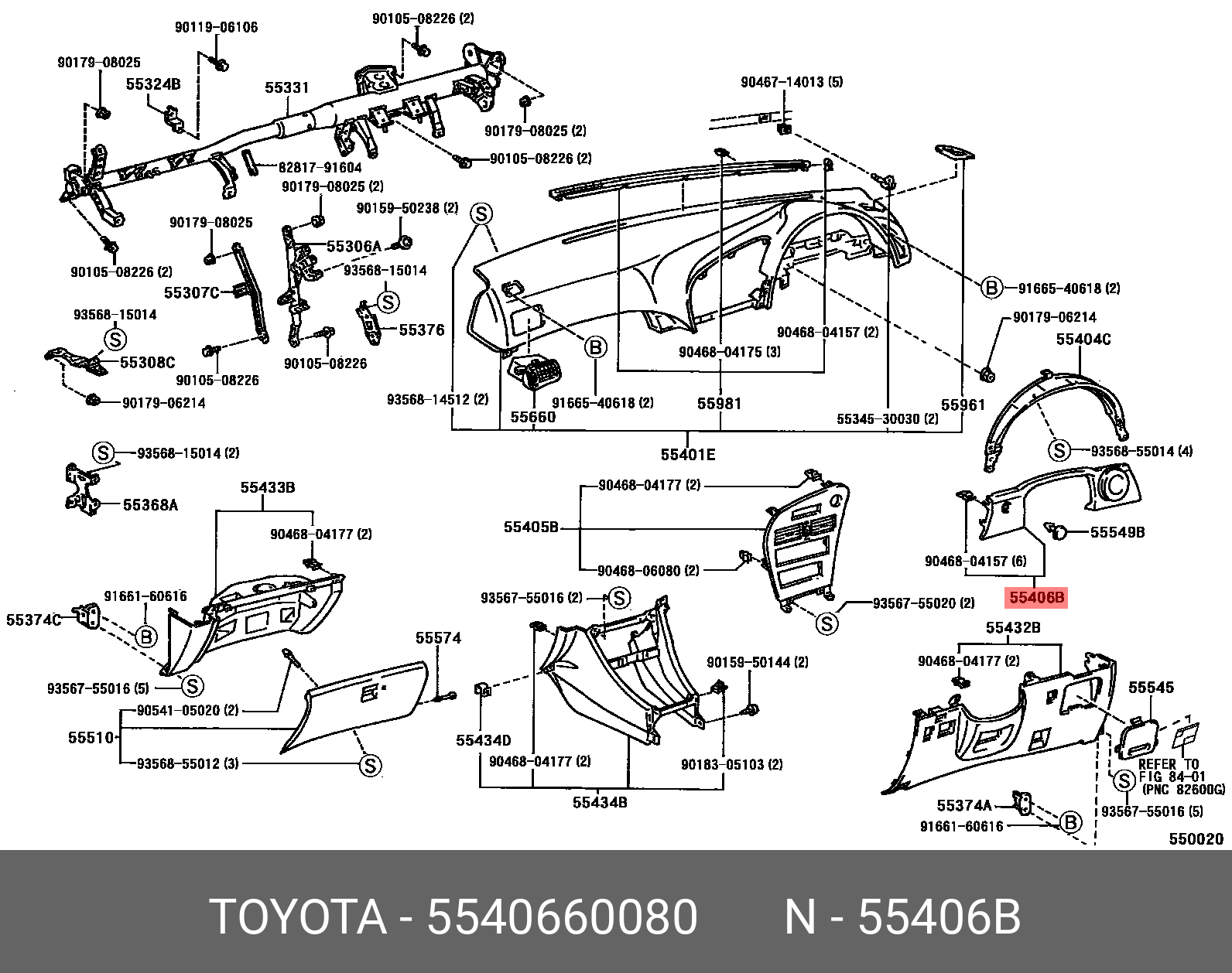 5540660080 TOYOTA НАКЛАДКА ПРИБОРНОЙ ПАНЕЛИ