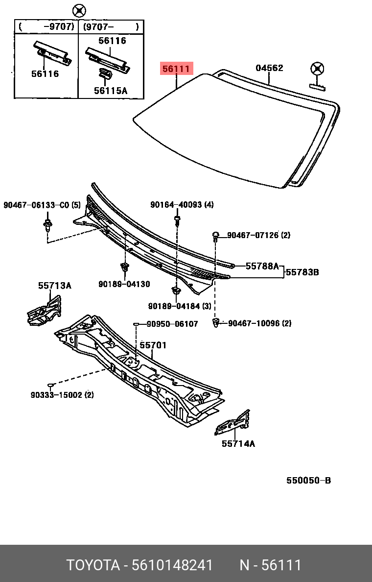 5610148241 TOYOTA Стекло ветровое