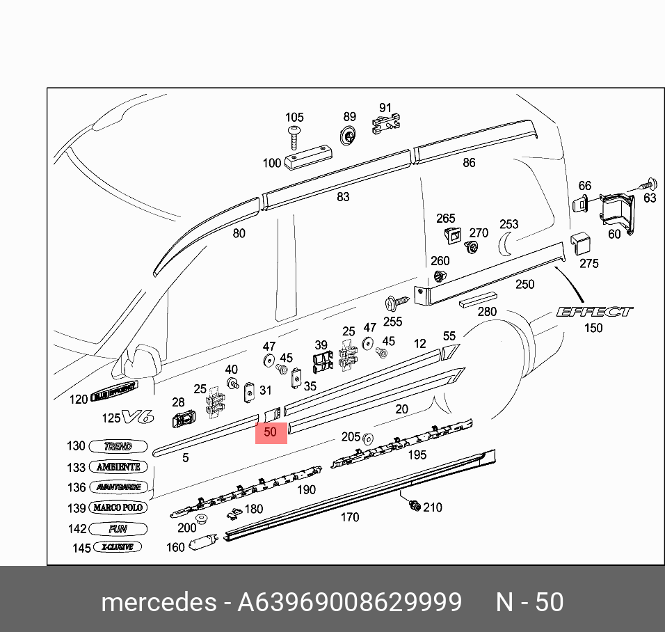 A63969008629999 MERCEDES-BENZ НАКЛАДКА ДВЕРИ