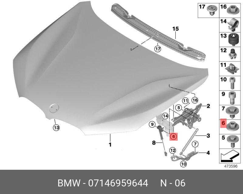 07146959644 BMW ГАЙКА ШЕСТИГРАННАЯ С ШАЙБОЙ