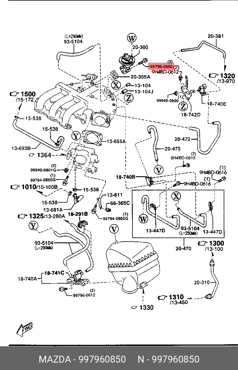 997960850 MAZDA БОЛТ С ШЕСТИГРАННОЙ ГОЛОВКОЙ