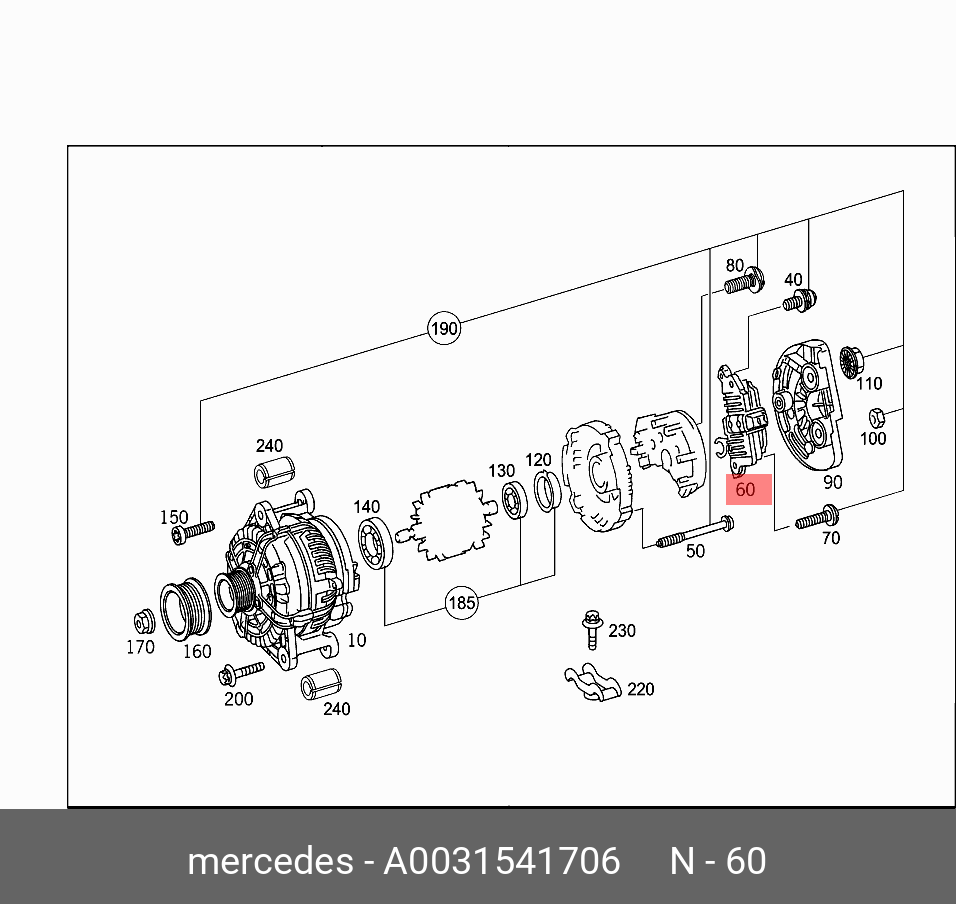 A0031541706 MERCEDES-BENZ РЕЛЕ-РЕГУЛЯТОР ГЕНЕРАТОРА