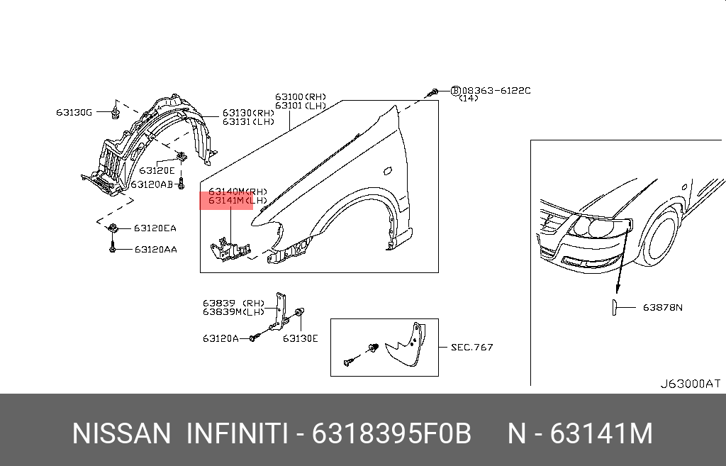 6318395F0B NISSAN КРОНШТЕЙН КУЗОВНОЙ 6318395F0B NISSAN КРОНШТЕЙН КУЗОВНОЙ