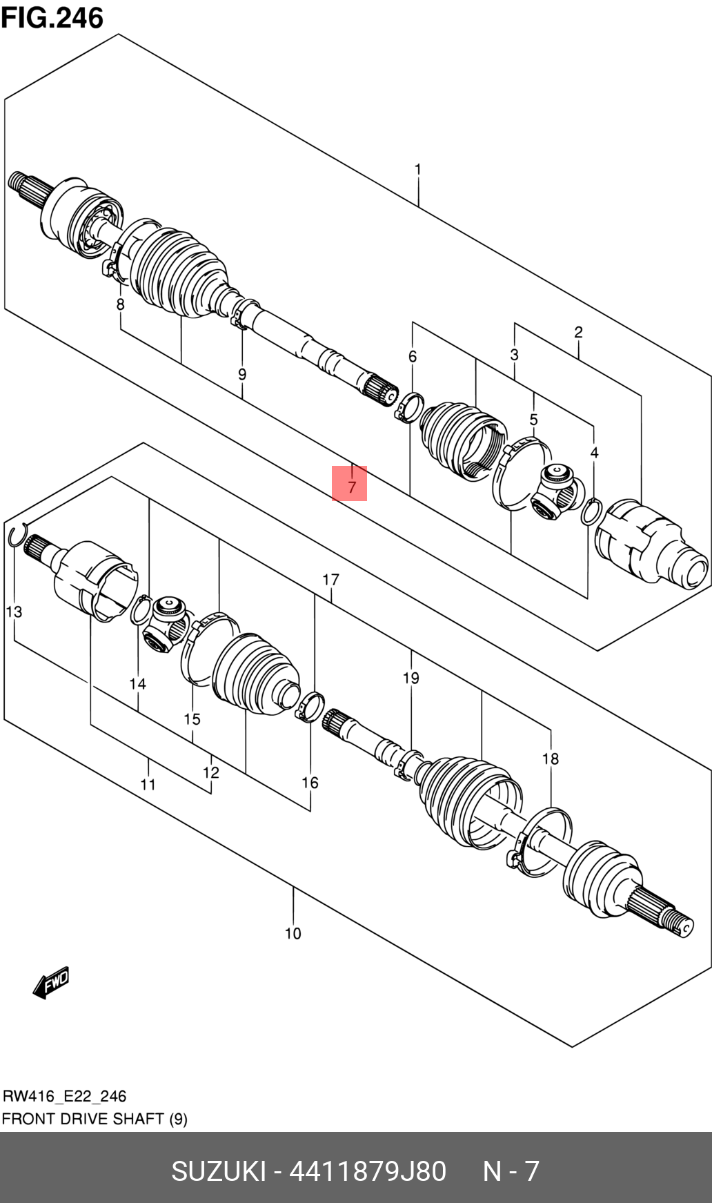 4411879J80 SUZUKI Пыльник ШРУСа (комплект)