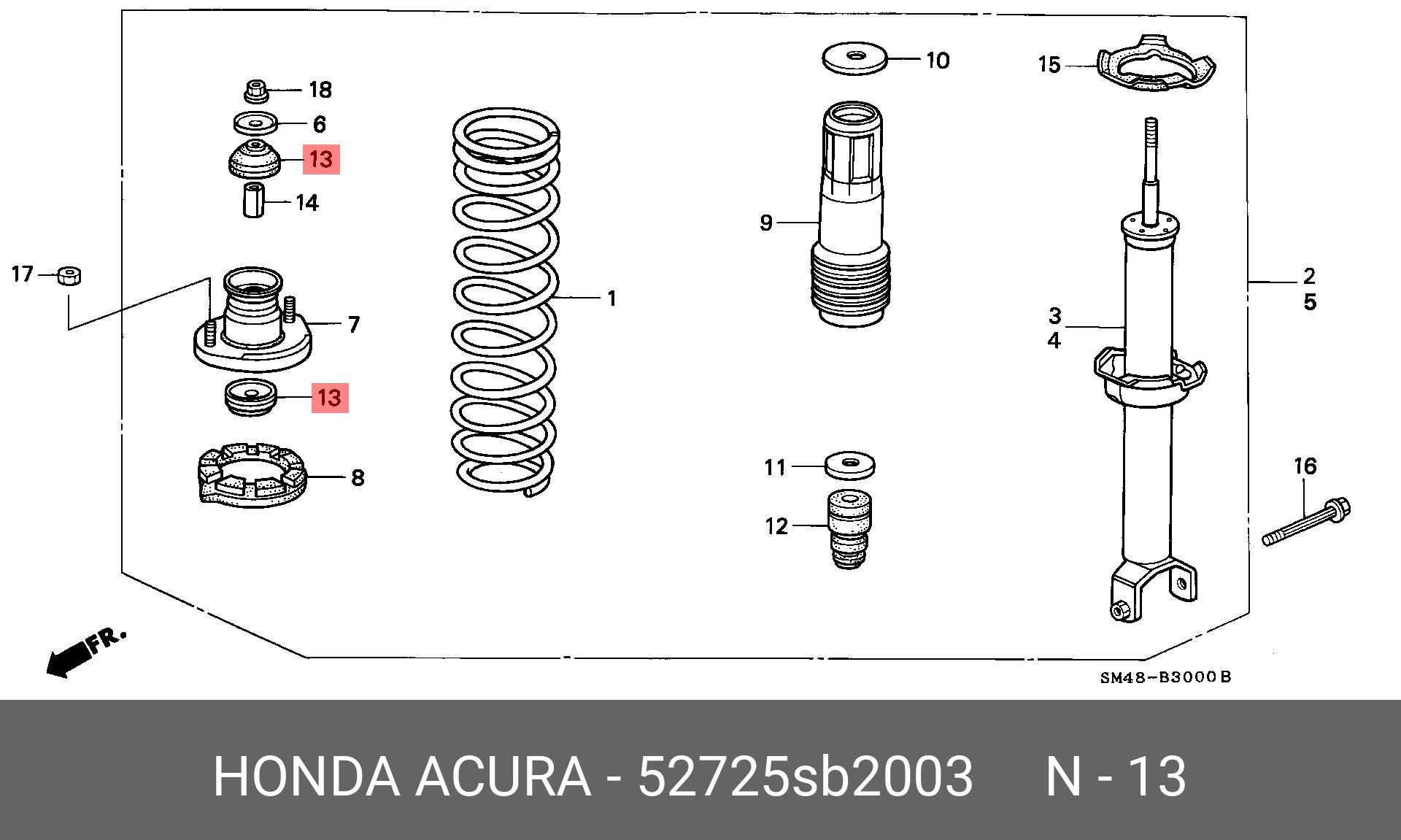 52725SB2003 HONDA K_ремкомпл.опоры аморт.зад.\ Honda Civic 80-87/Accord 79-97/Prelude 83-00
