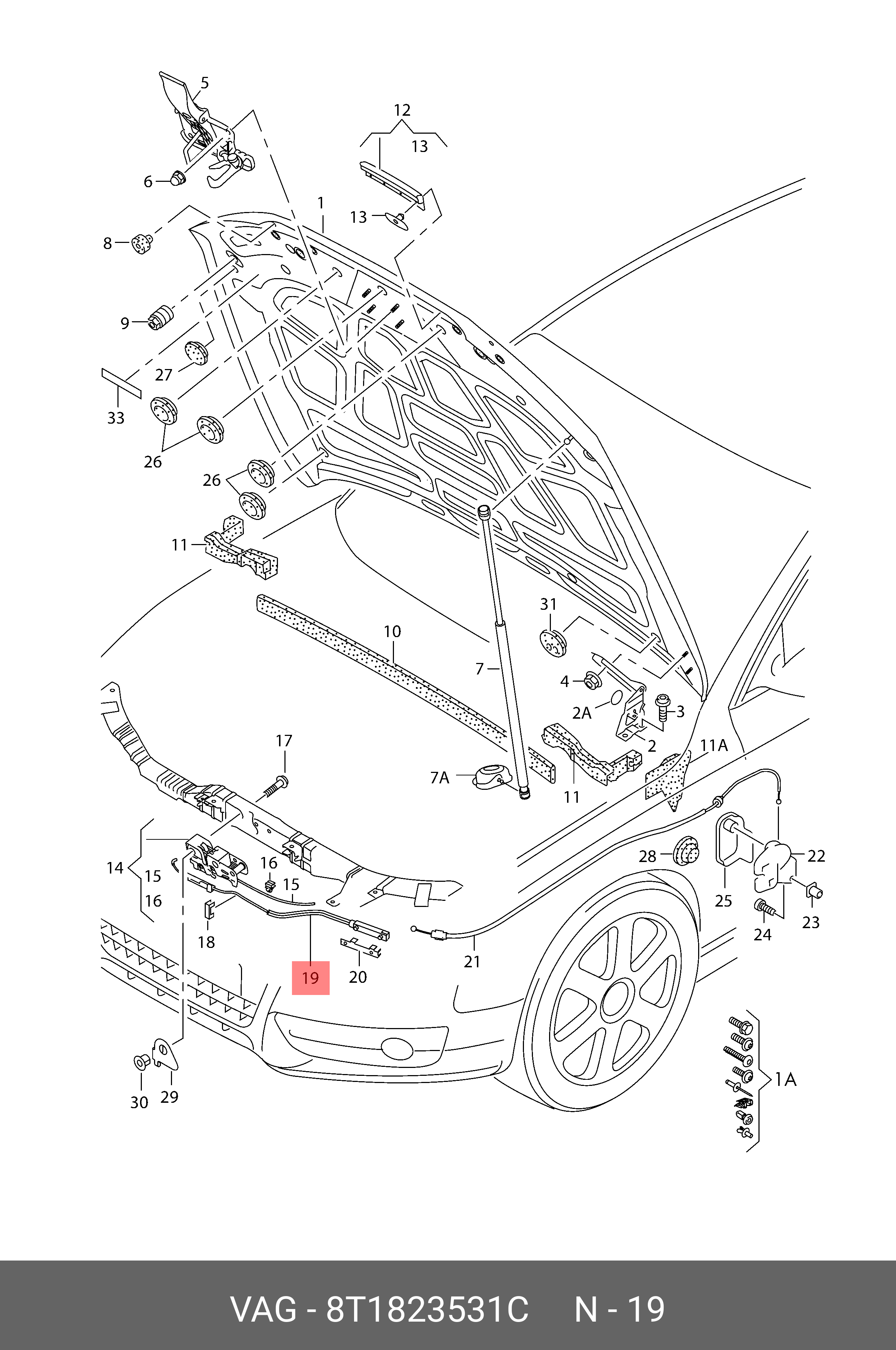 8T1823531C VAG Трос замка капота